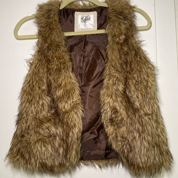 Y2K Justice Faux Fur Vest in Brown - Picture 1 of 9